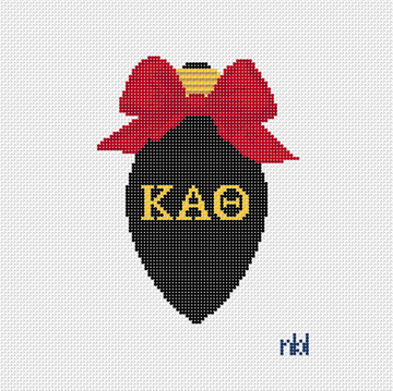 Kappa Alpha Theta Christmas Bow Light Bulb 18 Mesh Needlepoint Canvas, 3x5