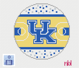 UK Basketball Court Needlepoint Round Canvas