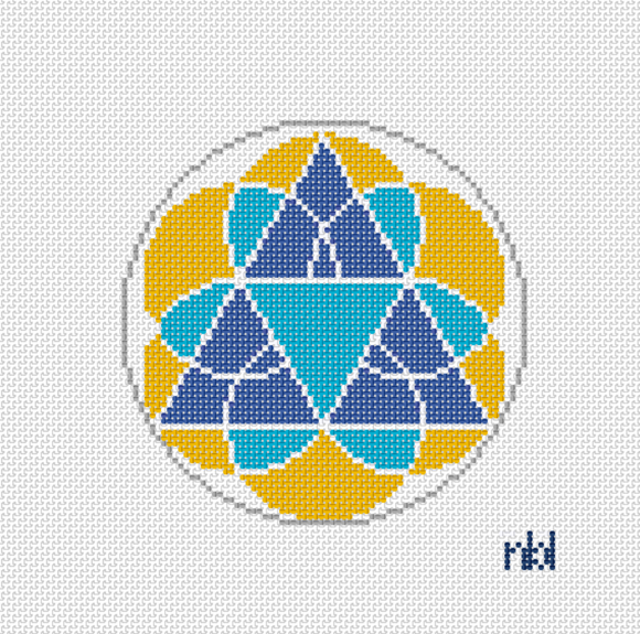 Delta Delta Delta Logo Round Needlepoint Canvas – 18 Mesh, 4"