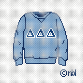 Delta Delta Delta Sweatshirt Needlepoint Canvas – 18 Mesh, 3x3