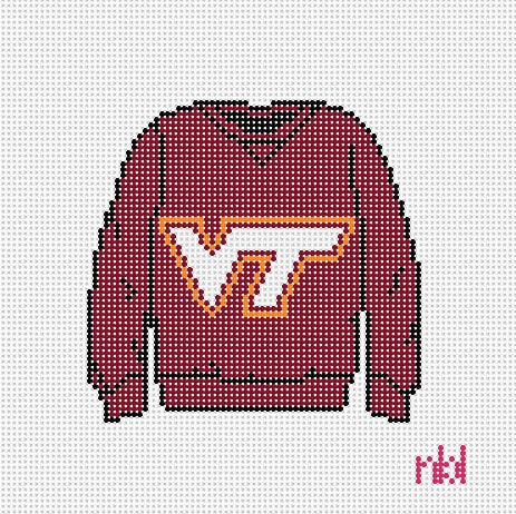 Virginia Tech Sweatshirt Needlepoint Canvas - Needlepoint by Laura