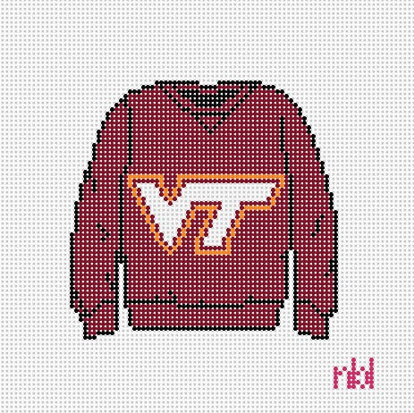 Virginia Tech Sweatshirt Needlepoint Canvas - Needlepoint by Laura