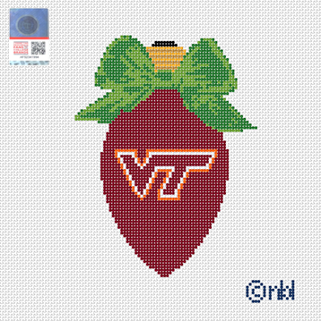 Virginia Tech Christmas Bow Light Bulb Green