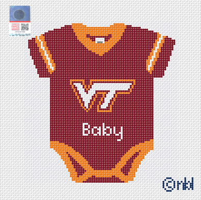 Virginia Tech Baby Onesie Needlepoint Canvas