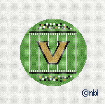Vanderbilt Football Field Round 18 Mesh Needlepoint Canvas, 4" Diameter