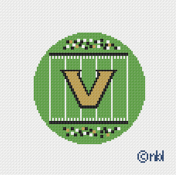 Vanderbilt Football Field Round 18 Mesh Needlepoint Canvas, 4" Diameter