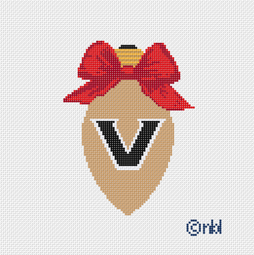 Vanderbilt Commodores Christmas Bow Light Bulb 18 Mesh Needlepoint Canvas, 3x5