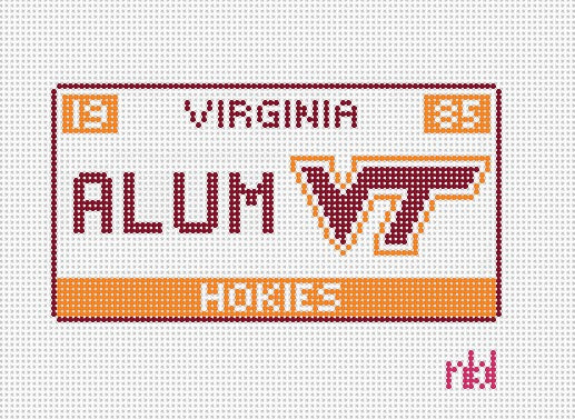 Virginia Tech License Plate - Needlepoint by Laura