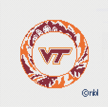 Virginia Tech Hokies Round Needlepoint Canvas, 4 in., 18 Mesh