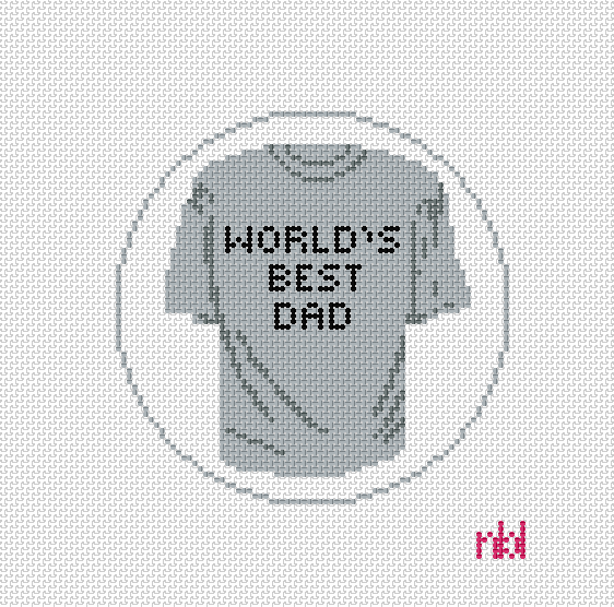 World's Greatest Dad T Shirt Needlepoint Canvas - Needlepoint by Laura