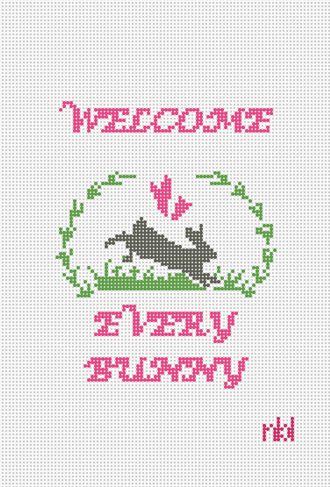 Welcome Every Bunny Mini Flag Kit - Needlepoint by Laura