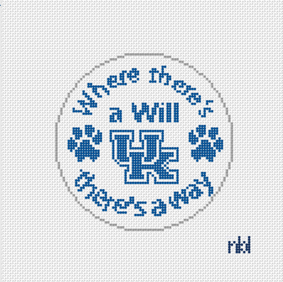 Kentucky Wildcats Will Round Needlepoint Canvas, 4 in., 18 mesh