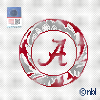 Alabama Crimson Tide Artichoke Round Needlepoint Canvas, 4 in., 18 Mesh