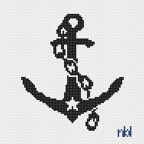 Vandy Anchor Ornament on 13 mesh