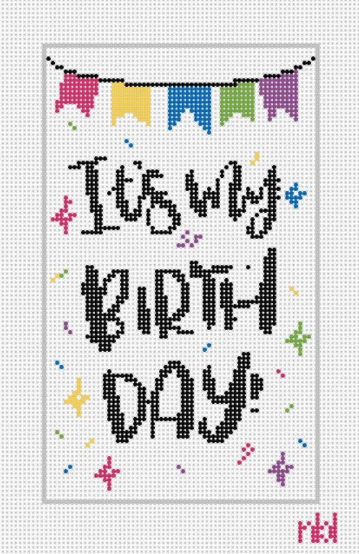 Birthday Mini Flag Kit - Needlepoint by Laura