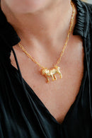 Bulldog Body - 3D Gold Charm Necklace - 18k Gold Plated - Paperclip Chain-2