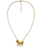 Bulldog Body - 3D Gold Charm Necklace - 18k Gold Plated - Paperclip Chain-1