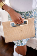 Chloe Clutch - Straw - Gold Charm-1
