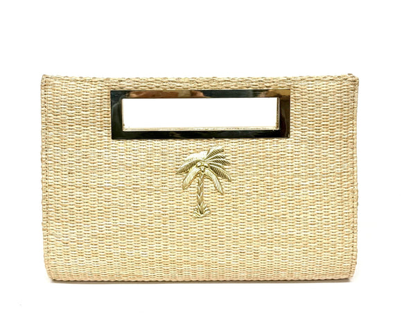 Chloe Clutch - Straw - Gold Charm