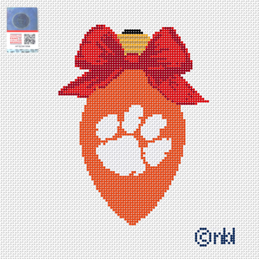Clemson Christmas Bow Light Bulb Red