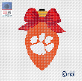 Clemson Christmas Bow Light Bulb Red