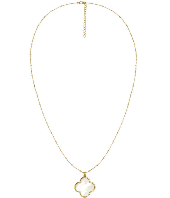 Dakota Clover Necklace - 18k Plated- Mother of Pearl-Kristin Kennedy Collection