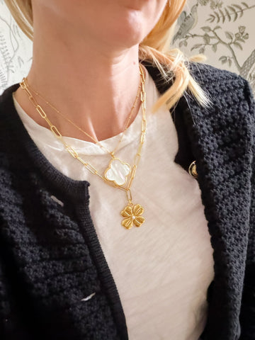 Dakota Clover Necklace - 18k Plated- Mother of Pearl-Kristin Kennedy Collection - 0