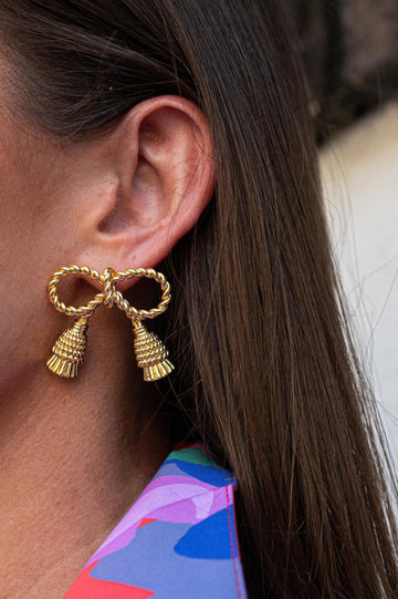 Delaney Tassel Stud Earring - 18k Gold Plated - 0