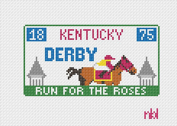 Derby License Plate - Needlepoint by Laura