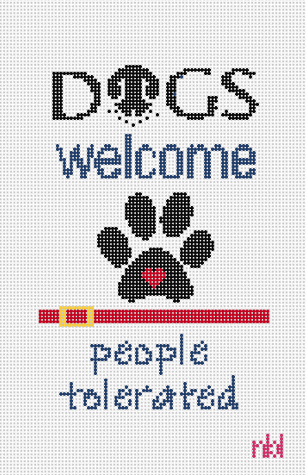 Dogs Welcome Mini Flag Kit - Needlepoint by Laura