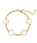 Elle- Mother of pearl Clover Adjustable Bracelet 18k Gold Plated-Darby Clark Collection-1