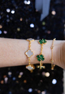 Elle- Mother of pearl Clover Adjustable Bracelet 18k Gold Plated-Darby Clark Collection-2
