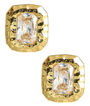 Emilia - Large Rectangle Textured Bezel Earring - 18k Gold Plated- Darby Clark Collection-1