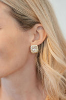 Emilia - Large Rectangle Textured Bezel Earring - 18k Gold Plated- Darby Clark Collection-3