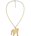 Extra Large Flat Bulldog Charm Necklace - 18k Gold Plated-1