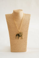 Extra Large Flat Bulldog Charm Necklace - 18k Gold Plated-2