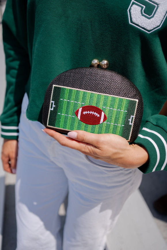 Football- Embroidered Clutch