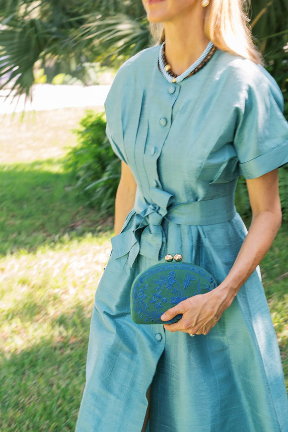 Garden Party- Green Combo- Embroidered Clutch