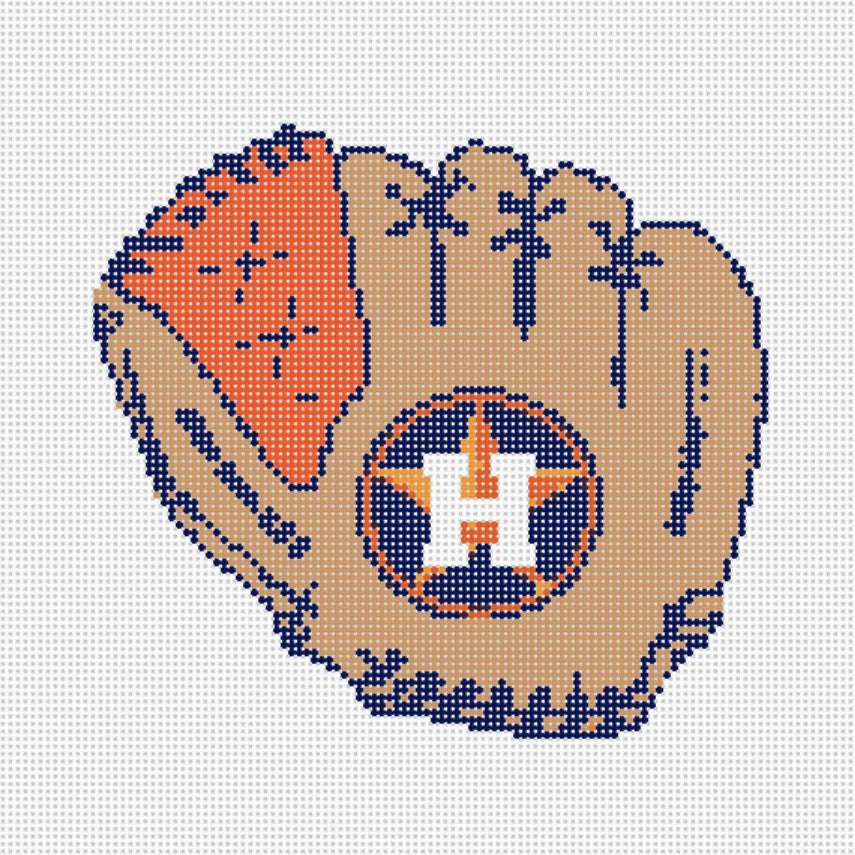 Baseball Glove with Team Logo - Needlepoint by Laura