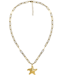 Gold Puffy Starfish Charm Necklace - 18k Gold Plated-1