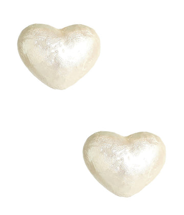 Lainey Heart - Cotton Pearl Studs - 18k Gold Plated