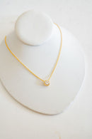 Large Rhinestone Bezel Necklace - 18k Gold Plated-9