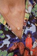 Large Rhinestone Bezel Necklace - 18k Gold Plated-2