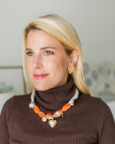 Leigh - Orange Locket Heart -  Scarf Necklace-2