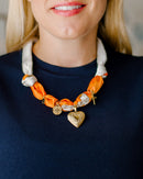 Leigh - Orange Locket Heart -  Scarf Necklace-4