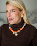 Leigh - Orange Locket Heart -  Scarf Necklace-5