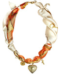 Leigh - Orange Locket Heart -  Scarf Necklace-1