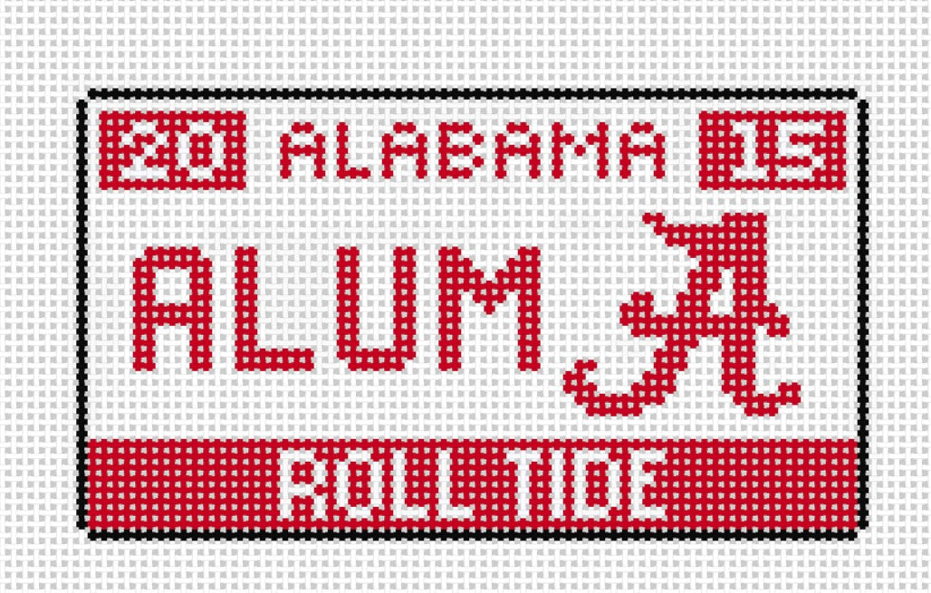 Alabama License Plate - Needlepoint by Laura