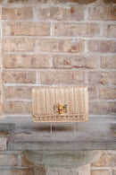Lilly - Gold Woven Straw Clutch - Bamboo Toggle-3