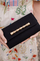 Avery Black Canvas Clutch - Gold Charm Bamboo Bar-2